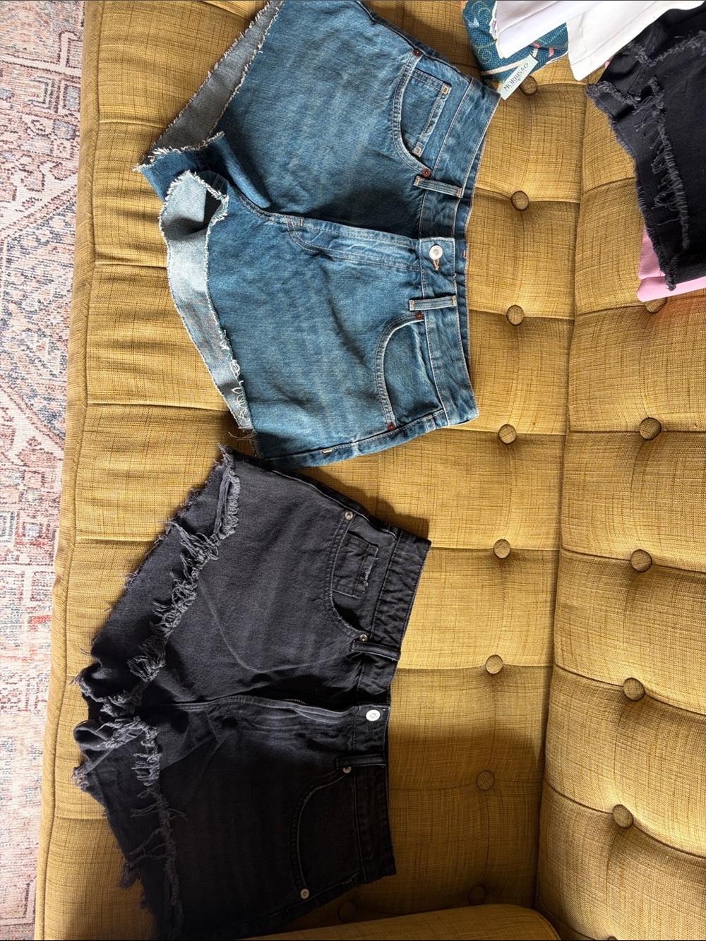 Zara Two Denim Cutoff Shorts - Blue and Black